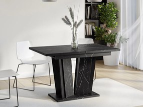Masă sufragerie extensibilă Ledysa II (Negru Marmură royal + lucios negru) (pentru 2-6 persoane). 1105393