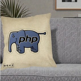 Perna Personalizata PHP Elephant, 40x40 cm, Crem, Husa Detasabila, Perna Inclusa, BEKZ®
