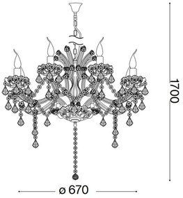 Lustră de cristal pe lanț Ideal Lux NAPOLEON 8xE14/40W/230V d. 67 cm crom
