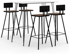 vidaXL Set mobilier de bar, 5 piese, alb