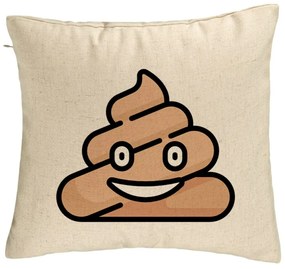 Perna Decorativa, Model Poo Emoji, 40x40 cm, Bej, Husa Detasabila, Burduf