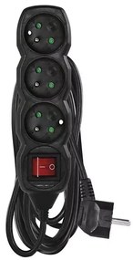 Prelungitor cu întrerupător 3Z 5m negru