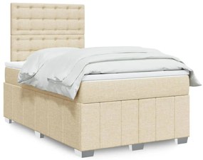 vidaXL Pat continental cu saltea, crem, 120x190 cm, textil
