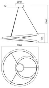 Redo 01-3376 - Lustră LED reglabilă pe cablu STORM LED/60W/230V Ø 80 cm albă
