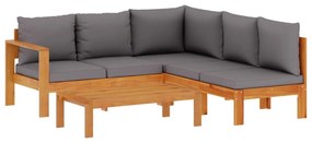 3214870 vidaXL Set canapele de grădină cu perne, 4 piese, lemn masiv de acacia