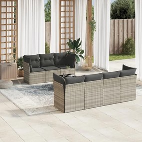 3217282 vidaXL Set mobilier de grădină cu perne, 8 piese gri deschis poliratan