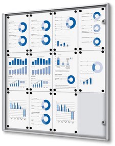 Vitrina informații interioare Economy 12 x A4 - spate din tablă, aluminiu