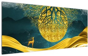 Tablou - Abstract, peisaj auriu (120x50 cm)