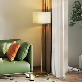 HOMCOM Lampă de Podea cu Telecomandă și Luminozitate Reglabilă 3000K-6000K, Abajur din Material Textil, Auriu | Aosom Romania