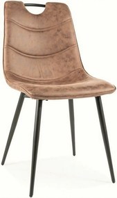 Scaun ALOE, maro/negru mat, stofa microfibra/metal, 46x41x91 cm