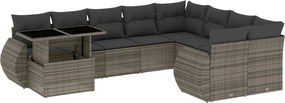 vidaXL Set mobilier de grădină cu perne, 10 piese, gri, poliratan