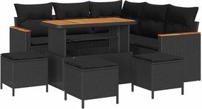 vidaXL Set de canapele pentru grădină 9 pcs Negru poliratan