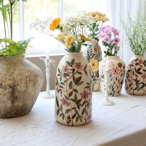 Vaza din ceramica, cu motive florale, H33/D18cm