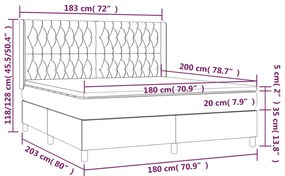 Pat box spring cu saltea, albastru, 180x200 cm, material textil Albastru, 180 x 200 cm, Design cu nasturi