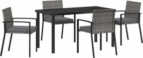 vidaXL Set de masă pentru grădină 5 pcs Gri Oțel vopsit electrostatic
