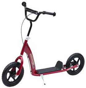 HOMCOM Trotinetă copil patineta cu anvelope de 30 cm Înălțime Ghidon reglabil mâner Frână și suport Oțel pentru copii de la 5 ani Roșu | Aosom Romania