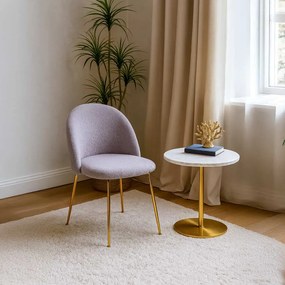 Scaun living gri din boucle cu picioare aurii BUC 284