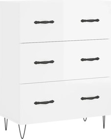 vidaXL Servantă, alb extralucios, 69,5x34x90 cm, lemn compozit