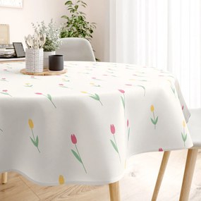 Goldea față de masă 100% bumbac - lalele - rotundă Ø 100 cm