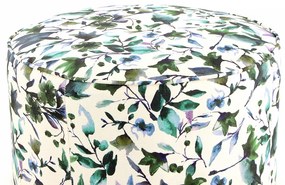 Set 2 tabureti tapitati cu imprimeu floral Indira multicolori/albi