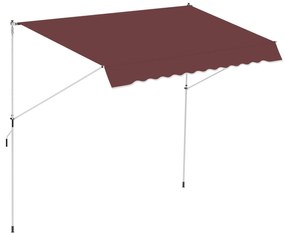 Outsunny Copertină manual retractabilă 3L x 1,5m, înălțime ajustabilă,material din poliester anti-UV, Roșu | Aosom Romania