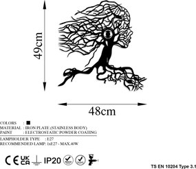 Aplica de perete TREE WOMAN 1xE27/40W/230V, neagră