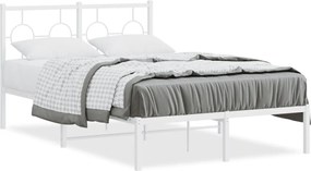 vidaXL Cadru de pat metalic cu tăblie, alb, 120x190 cm