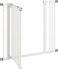 PawHut Grilaj de protecție pentru câini, barieră, grilaj de protecție pentru animale de companie, Metal, plastic, 74-87 cm, Alb | Aosom Romania