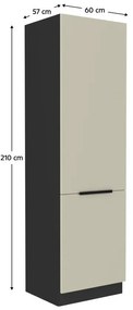 Dulap bucătărie pentru frigider încorporat Arikona 60 LO 210 2F (cașmir + negru) . 1097067