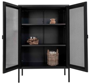 Dulap Melbourne, metal negru, 2 uși cu plasă, 80x40x120 cm