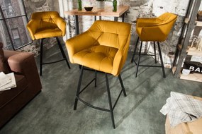 Neînvins Scaun de bar Loft catifea galben mustar