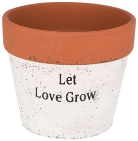 Ghiveci ceramic alb,  Let love grow,  ,14x12 cm
