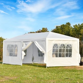 Cort pentru Foisor Outsunny 6x3m cu Pereti Laterali Detasabili, Usi si Ferestre, Metal, Alb | AOSOM RO