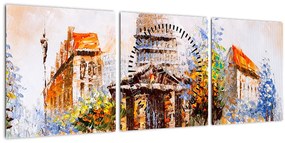 Tablou - Monument de oraș pictat (cu ceas) (90x30 cm)