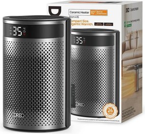 Aeroterma DREO Atom 416, 1500 W, Pana la 20 m², 5 moduri, HeatShield360, Timer, Gri/Negru