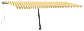 Copertina retractabila manual cu LED, galben si alb, 600x350 cm Galben si alb, 600 x 350 cm