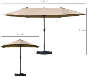 Outsunny Umbrele de Gradina Dubla 460x270cm cu Manivela si Baza Transversala | Aosom Romania