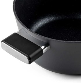 Cratiță Luigi Ferrero Regina FR-2440 24x11.5 cm, 4.3 l, Acoperire antiaderentă cu efect de marmură, Capac din sticlă cu gaură pentru abur, Negru