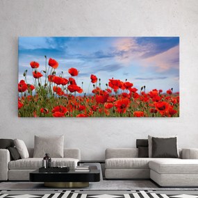 Tablou Canvas, 40x80cm, Dormitor si Living, Flori, Maci, Poppy Field