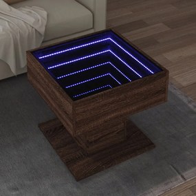 847531 vidaXL Măsuță de cafea cu LED stejar maro 50x50x45 cm lemn prelucrat