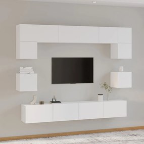 vidaXL Set dulap TV, 8 piese, alb, lemn prelucrat