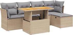 vidaXL Set canapele de grădină cu perne, 6 piese, bej, poliratan