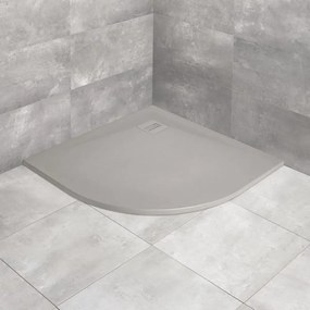 Cadita dus compozit semirotunda Radaway Kyntos A 80x80 cm gri ciment