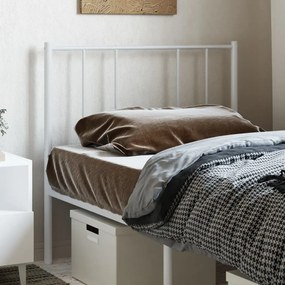 vidaXL Tăblie de pat metalică, alb, 80 cm