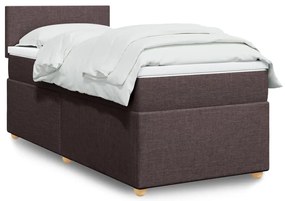 vidaXL Pat box spring cu saltea, maro închis, 90x190 cm, textil