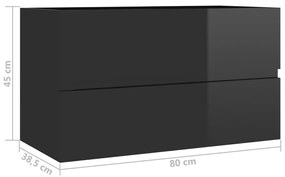 Dulap de chiuveta, negru extralucios, 80x38,5x45 cm, PAL negru foarte lucios, Dulap pentru chiuveta, 1