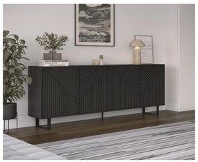 Comodă neagră 201x80x40 cm Peta – Marckeric