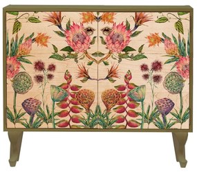 Comodă joasă din lemn de pin 90x75 cm Flores Salvajes - Madre Selva