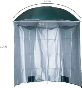 Outsunny Umbrelă de Plajă și Grădină 2x2m cu Cort, din Poliester și Metal, Verde și Alb | Aosom Romania
