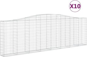 vidaXL Coșuri gabion arcuite 10 buc. 400x30x120/140 cm fier galvanizat